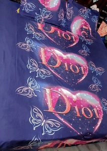 Purple 🟣 Dior King Size Bedsheet & Pillow Cover