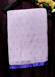 Lavender Georgette Saree With Purple Border