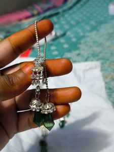 Emerald Green Stone Necklace &amp; Earring Set
