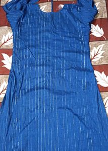 Blue Striped Embroidered Tunic