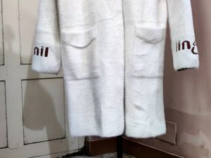 mens imported white fuzzy hooded jacket ( premium)