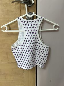 Cute Heart Print Crop Tank Top