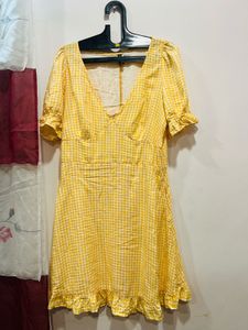 H&amp;M Yellow Gingham Dress