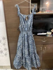 Blue Printed Maxi Dress