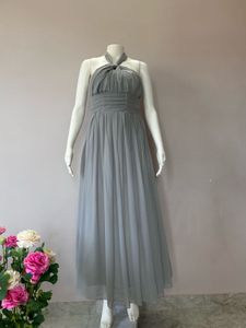 grey halter neck gown
