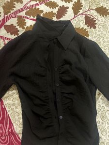 Black Collar Neck Casual Shirt