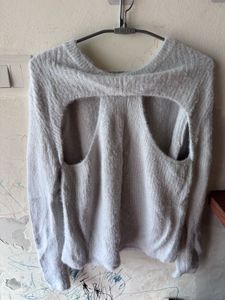 White Cutout Knit Sweater