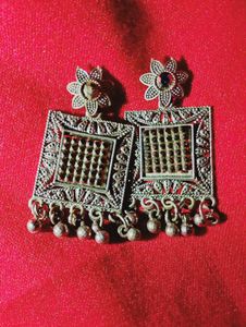 Ethnic Silver Tone Earrings