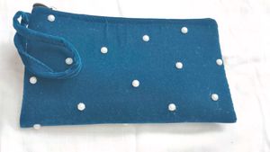 Elegant Velvet Clutch with Pearl Embellishments
