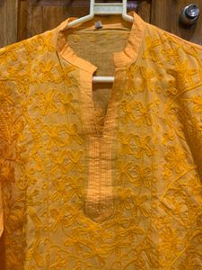 Orange Embroidered Kurti