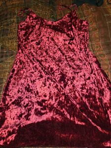 Maroon Velvet Dress