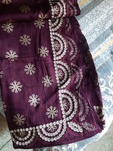 Women&#39;s Naira Cut Kurti Set Maroon