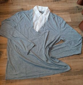 Korean Y2k Highschool Grey Long Sleeve Top