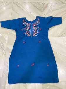 Blue Embroidered Kurti