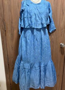 Light Blue Floral Midi Dress