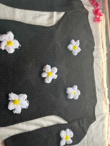 Black Floral Knit Sweater