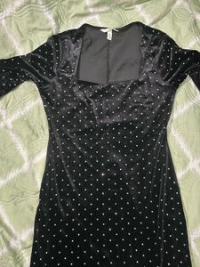 H&M Square Neck Velvet Rhinestone Dress