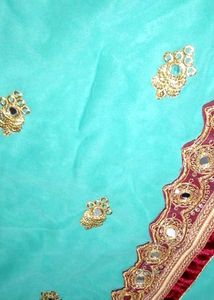 New Velvet Border Saree With Mirror Work