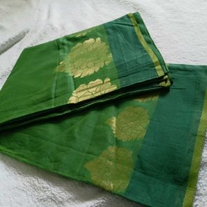 Green Brocade Banarasi Cotton Saree