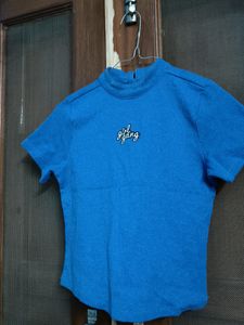 Blue Girl Gang Ribbed Top