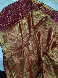 Maroon &amp; Gold Saree