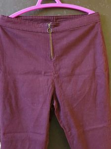 Burgundy Zip Detail Pants