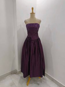 Elegant Purple Strapless Dress