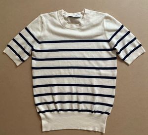 Zara Striped Short Sleeve Sweater Top