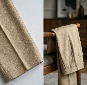 Men's Vintage Tan Pleated Formal Trouser