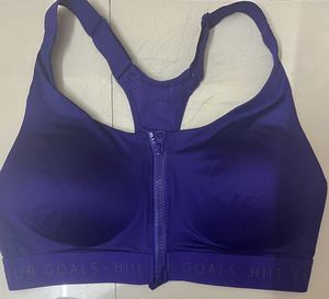 Purple Zip-Front Sports Bra