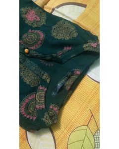 Green Printed Straight Kurta