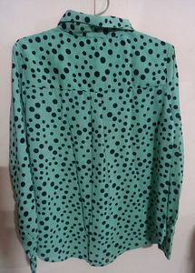 Green Polka Dot Printed Casual Shirt