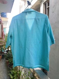 VINTAGE TEXTURED TATTERSALL PLAID EMBROIDERY SHIRT