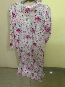 White & Pink Daily wear Kurta