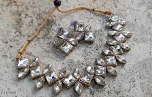 Elegant Square Stone Necklace &amp; Earring Set