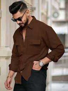 Brown Pocket Shirt - Men's Casual Style