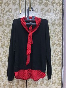 Chic Black Sweater w/ Scarf