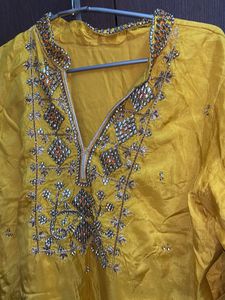 Stone work Ethnic Kurta Sharara Dupatta Set