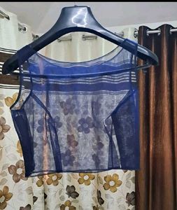 Navy Blue Designer Off-shoulder Gown With Zardosi