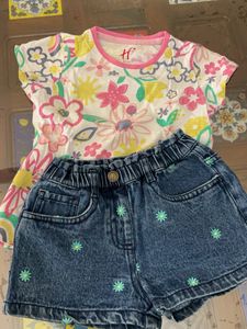 Cute Denim Shorts with Flowers