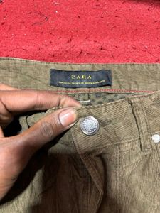 Zara Man Olive Green Corduroy Pants