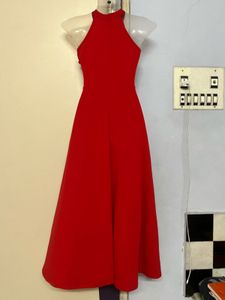 Pintrest Red Halter Hi-Lo Dress