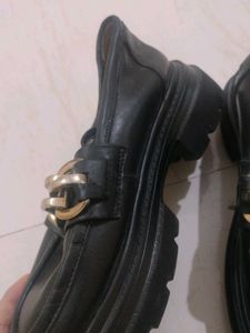 Black Loafers with Gold Chain Detail size 35/36