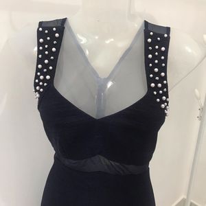 Little Navy Blue Dress with Pearl Detail