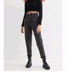 Bershka Mom Fit Charcoal Jeans