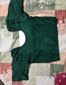 Emerald Green Readymade Saree Blouse