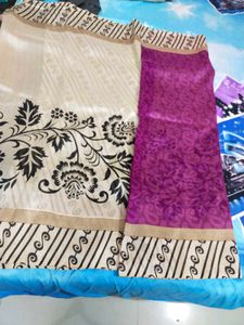 Pink Cream Preety Saree