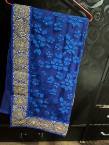 Elegant Blue Floral Saree