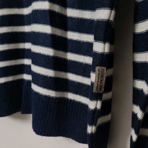 Flying Machine Stripped Mock Collar Pullover