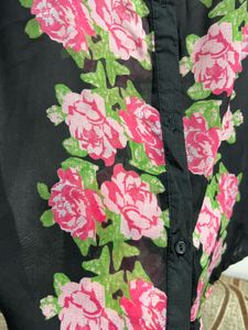 Floral Sheer Button-Down
